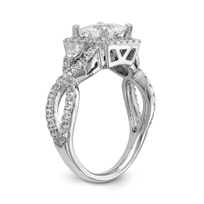 Rings Goldiacom 14K White Gold Diamond Princess CZ Cushion Halo Engagement Ring