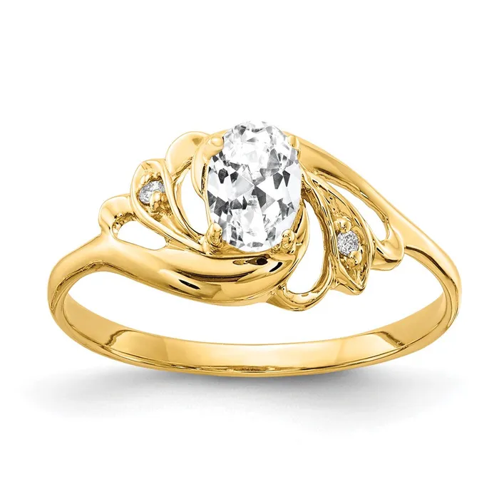Rings Goldiacom 14K Yellow Gold 6x4mm Oval Cubic Zirconia VS Real Diamond ring Rings Goldiacom 14K Yellow Gold 6x4mm Oval Cubic Zirconia VS Real Diamond ring