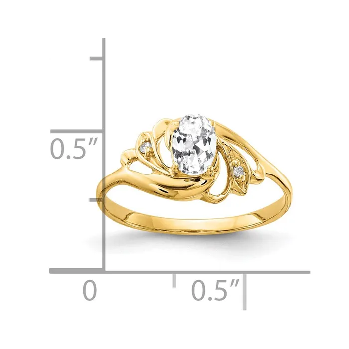 Rings Goldiacom 14K Yellow Gold 6x4mm Oval Cubic Zirconia VS Real Diamond ring