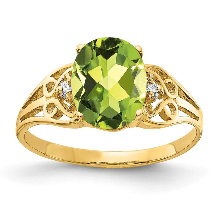 Rings Goldiacom 14K Yellow Gold 9x7mm Oval Peridot Checker A Real Diamond ring Rings Goldiacom 14K Yellow Gold 9x7mm Oval Peridot Checker A Real Diamond ring