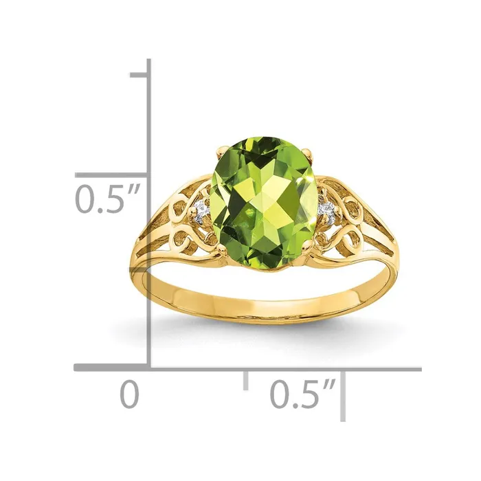 Rings Goldiacom 14K Yellow Gold 9x7mm Oval Peridot Checker A Real Diamond ring
