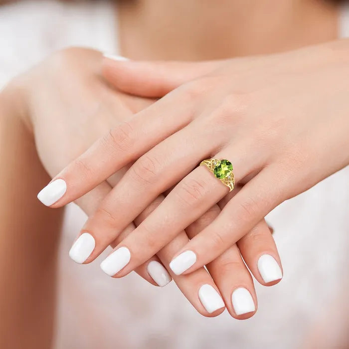 Rings Goldiacom 14K Yellow Gold 9x7mm Oval Peridot Checker A Real Diamond ring