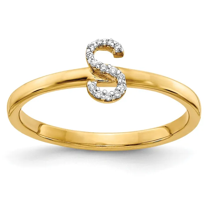 Rings Goldiacom 14k Yellow Gold Real Diamond Initial S Ring