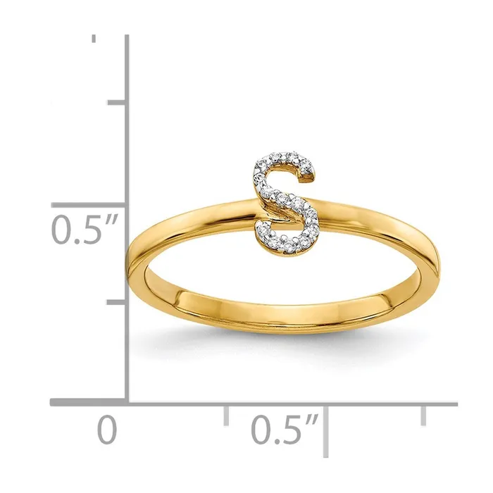 Rings Goldiacom 14k Yellow Gold Real Diamond Initial S Ring