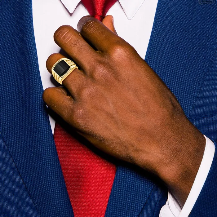 Rings Goldiacom 14K Yellow Gold VS Real Diamond mens ring