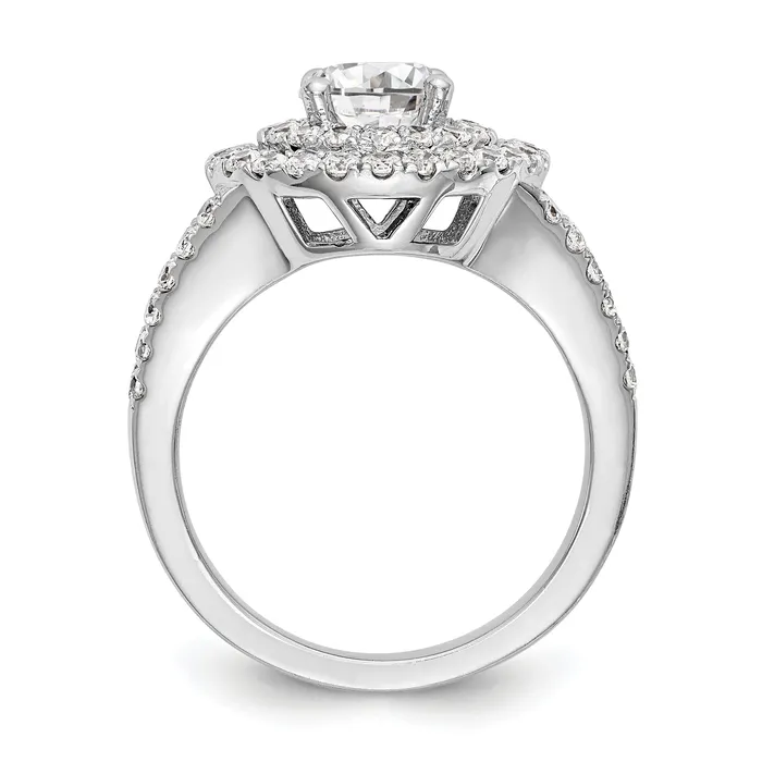 Rings Goldiacom 14KW Round Simulated Diamond Double Halo Engagement Ring