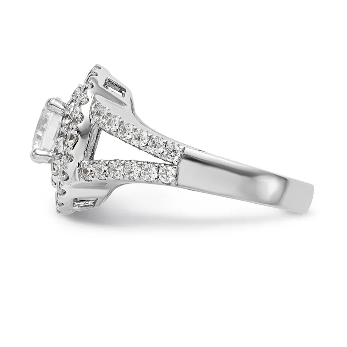 Rings Goldiacom 14KW Round Simulated Diamond Double Halo Engagement Ring