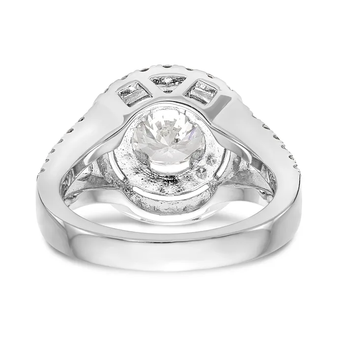 Rings Goldiacom 14KW Round Simulated Diamond Double Halo Engagement Ring