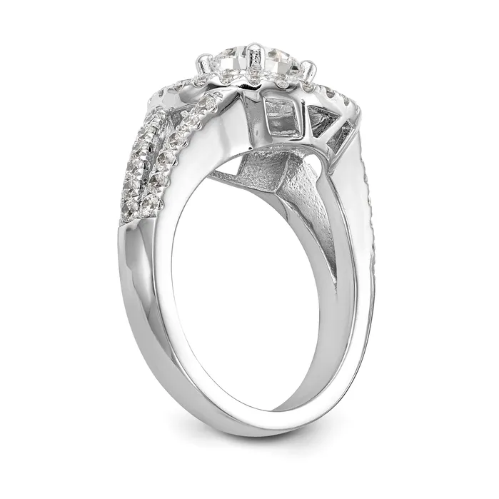 Rings Goldiacom 14KW Round Simulated Diamond Double Halo Engagement Ring