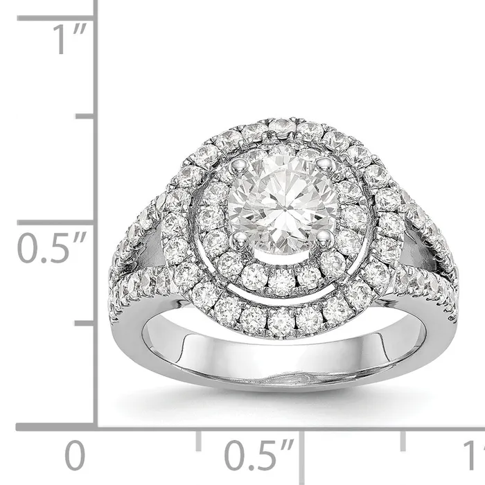 Rings Goldiacom 14KW Round Simulated Diamond Double Halo Engagement Ring