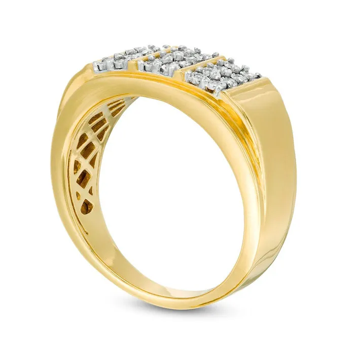 Rings Goldia Mens 010 CT TW Composite Natural Diamond Vertical Three Row Ring in Solid 10K Yellow Gold Rings Goldia Mens 010 CT TW Composite Natural Diamond Vertical Three Row Ring in Solid 10K Yellow Gold