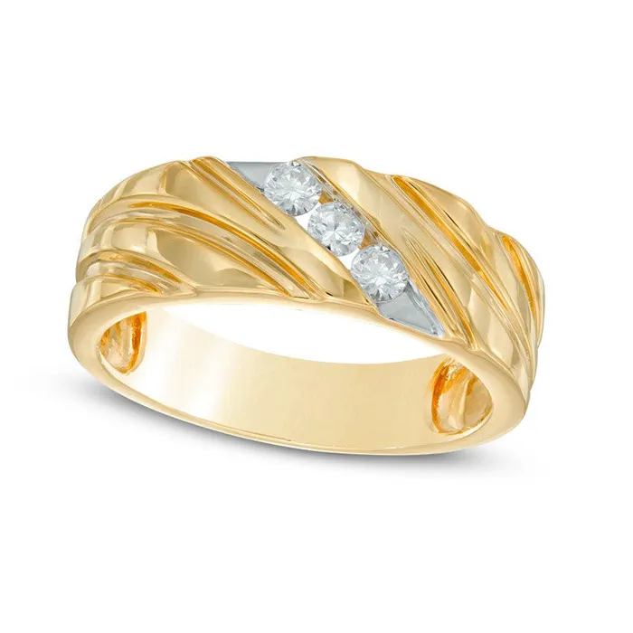Rings Goldia Mens 025 CT TW Natural Diamond Wedding Band in Solid 10K Yellow Gold Rings Goldia Mens 025 CT TW Natural Diamond Wedding Band in Solid 10K Yellow Gold