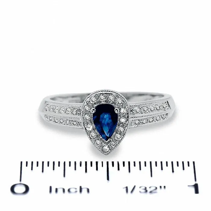 Rings Goldia PearShaped Blue Sapphire Antique VintageStyle Engagement Ring in Solid 10K White Gold with Natural Diamond Accents Rings Goldia PearShaped Blue Sapphire Antique VintageStyle Engagement Ring in Solid 10K White Gold with Natural Diamond Accents