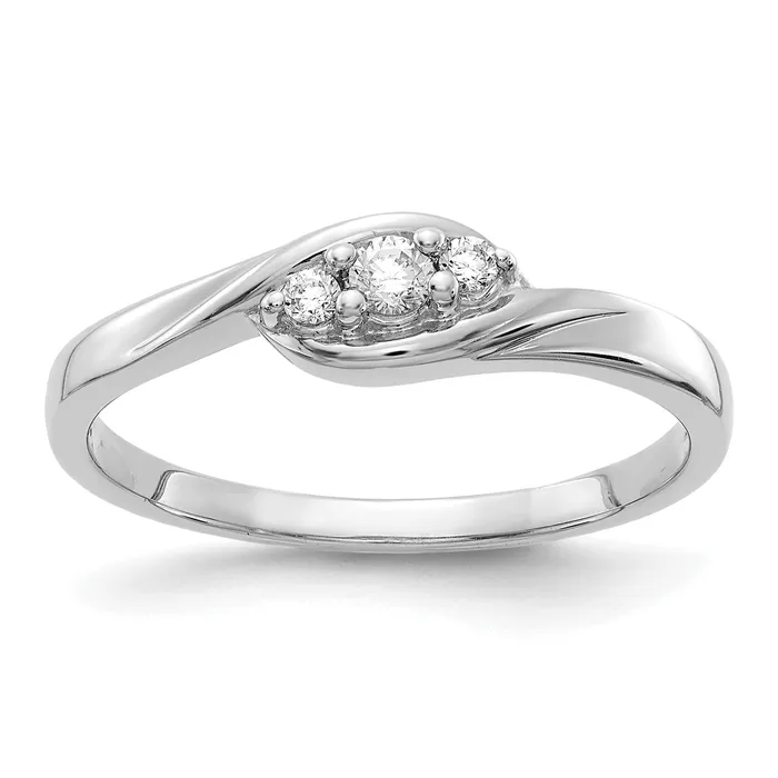Rings Goldia Solid 14k White Gold 3stone Simulated CZ Ring