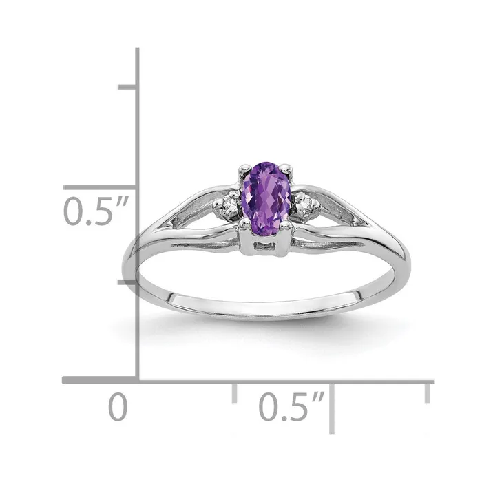 Rings Goldia Solid 14k White Gold 5x3mm Oval Simulated Amethyst A CZ Ring