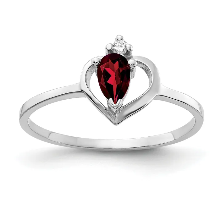 Rings Goldia Solid 14k White Gold 5x3mm Pear Simulated Garnet VS CZ Ring