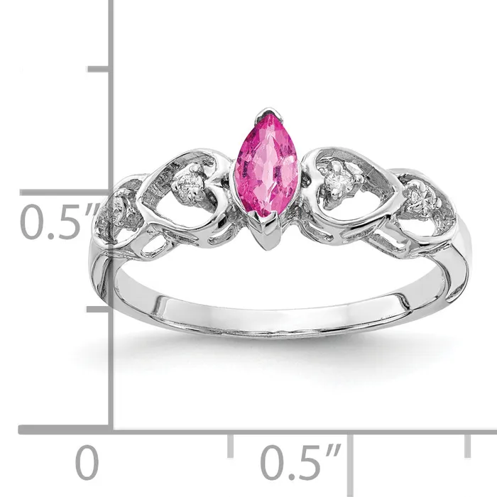 Rings Goldia Solid 14k White Gold 6x3mm Marquise PinK Simulated Sapphire AA CZ Ring