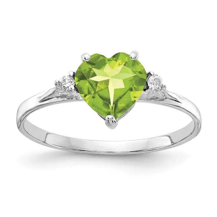 Rings Goldia Solid 14k White Gold 7mm Heart Simulated Peridot A CZ Ring