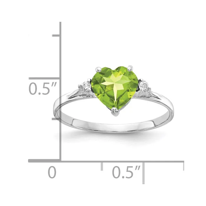 Rings Goldia Solid 14k White Gold 7mm Heart Simulated Peridot A CZ Ring