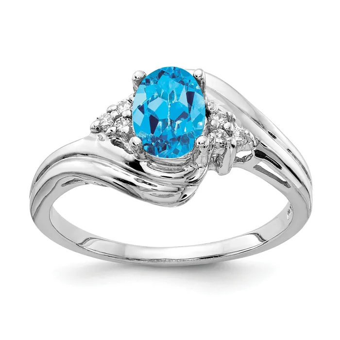 Rings Goldia Solid 14k White Gold 7x5mm Oval Simulated Blue Topaz A CZ Ring Rings Goldia Solid 14k White Gold 7x5mm Oval Simulated Blue Topaz A CZ Ring