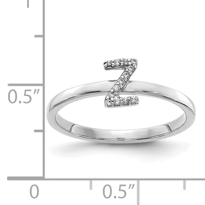 Rings Goldia Solid 14k White Gold Simulated CZ Initial Z Ring