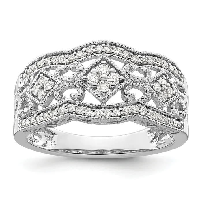 Rings Goldia Solid 14k White Gold Simulated CZ Vintage Ring