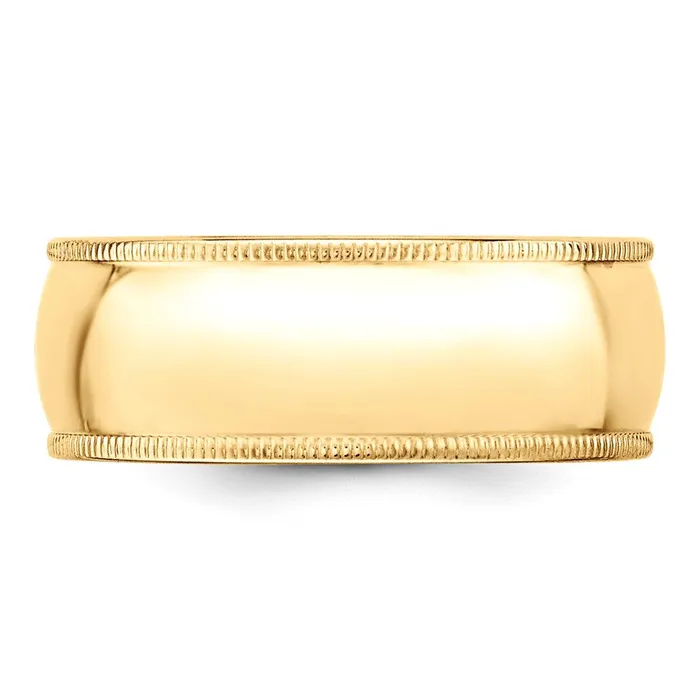 Rings Goldia Solid 14K Yellow Gold 8mm Milgrain Half Round MensWomens Wedding Band Ring Size 4 Rings Goldia Solid 14K Yellow Gold 8mm Milgrain Half Round MensWomens Wedding Band Ring Size 4