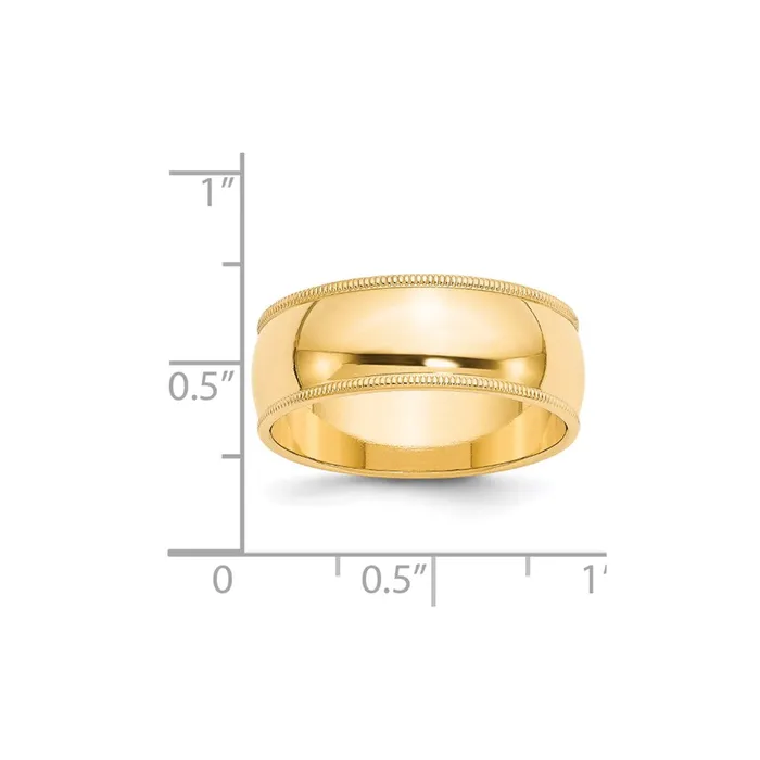 Rings Goldia Solid 14K Yellow Gold 8mm Milgrain Half Round MensWomens Wedding Band Ring Size 4 Rings Goldia Solid 14K Yellow Gold 8mm Milgrain Half Round MensWomens Wedding Band Ring Size 4