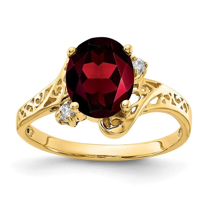 Rings Goldia Solid 14k Yellow Gold Simulated Garnet CZ Ring