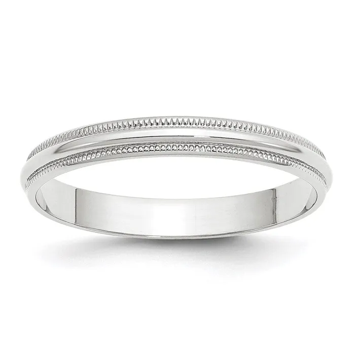 Rings Goldia Solid 18K White Gold 3mm Light Weight Milgrain Half Round MensWomens Wedding Band Ring Size 11 Rings Goldia Solid 18K White Gold 3mm Light Weight Milgrain Half Round MensWomens Wedding Band Ring Size 11