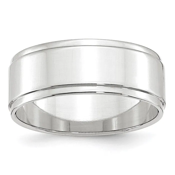 Rings Goldia Solid 18K White Gold 8mm Flat with Step Edge MensWomens Wedding Band Ring Size 9 Rings Goldia Solid 18K White Gold 8mm Flat with Step Edge MensWomens Wedding Band Ring Size 9