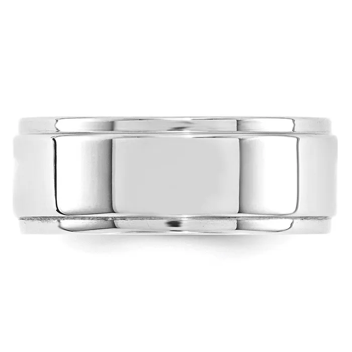 Rings Goldia Solid 18K White Gold 8mm Flat with Step Edge MensWomens Wedding Band Ring Size 9 Rings Goldia Solid 18K White Gold 8mm Flat with Step Edge MensWomens Wedding Band Ring Size 9