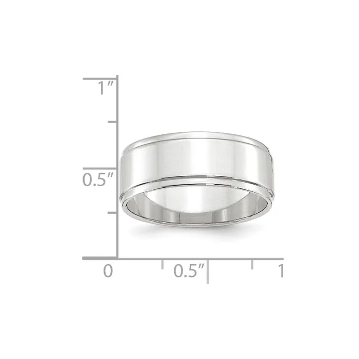 Rings Goldia Solid 18K White Gold 8mm Flat with Step Edge MensWomens Wedding Band Ring Size 9 Rings Goldia Solid 18K White Gold 8mm Flat with Step Edge MensWomens Wedding Band Ring Size 9