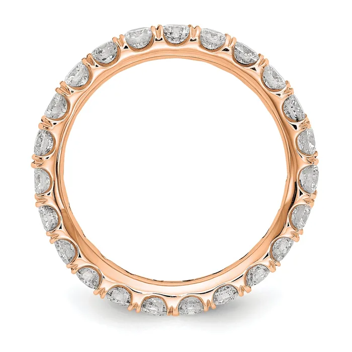 Rings Goldia Solid Real 14k Rose Gold Polished U Shared Prong 2ct CZ Eternity Wedding Band Ring