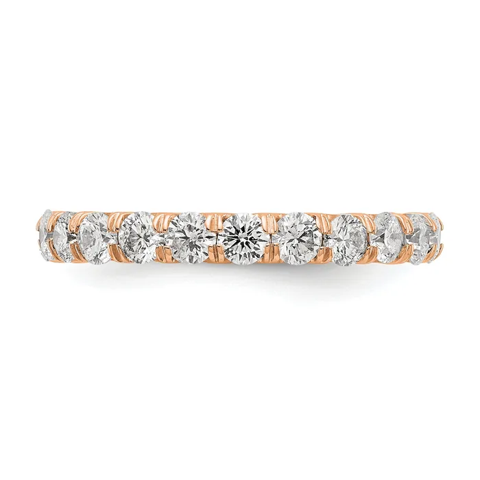 Rings Goldia Solid Real 14k Rose Gold Polished U Shared Prong 2ct CZ Eternity Wedding Band Ring