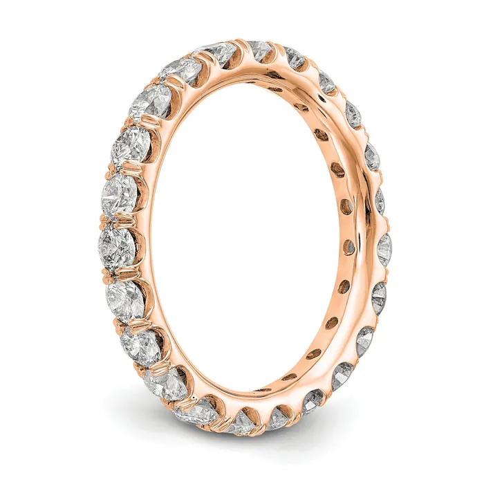 Rings Goldia Solid Real 14k Rose Gold Polished U Shared Prong 2ct CZ Eternity Wedding Band Ring