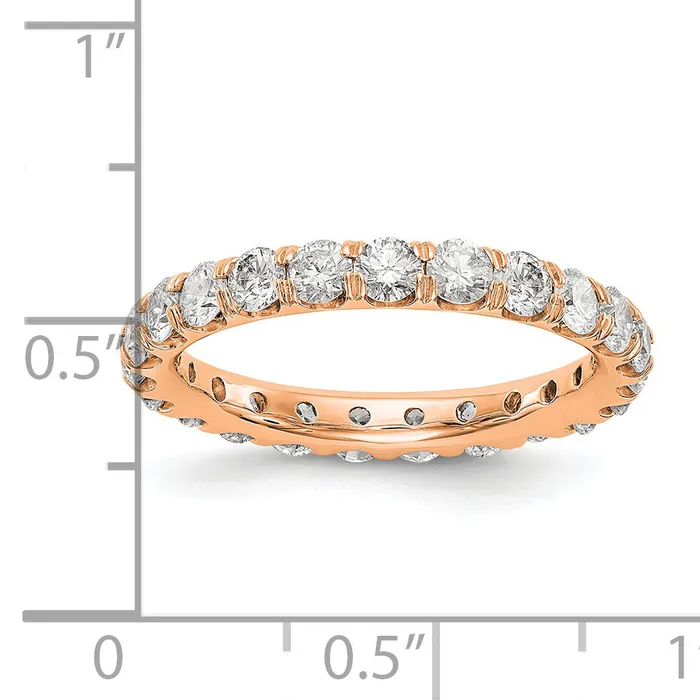 Rings Goldia Solid Real 14k Rose Gold Polished U Shared Prong 2ct CZ Eternity Wedding Band Ring