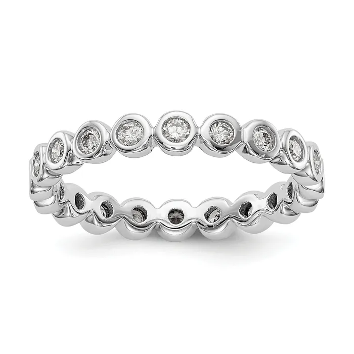 Rings Goldia Solid Real 14k White Gold Polished 12ct Bezel Set CZ Eternity Wedding Band Ring Rings Goldia Solid Real 14k White Gold Polished 12ct Bezel Set CZ Eternity Wedding Band Ring