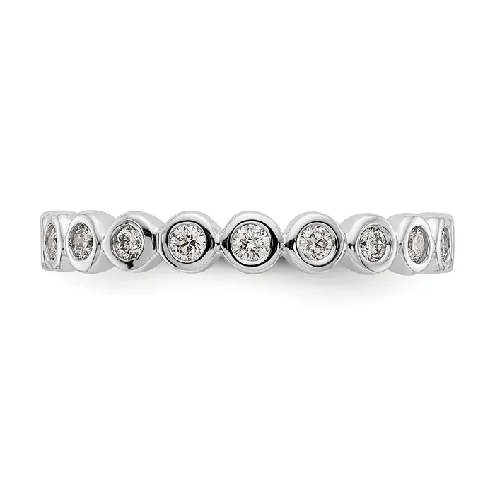 Rings Goldia Solid Real 14k White Gold Polished 12ct Bezel Set CZ Eternity Wedding Band Ring