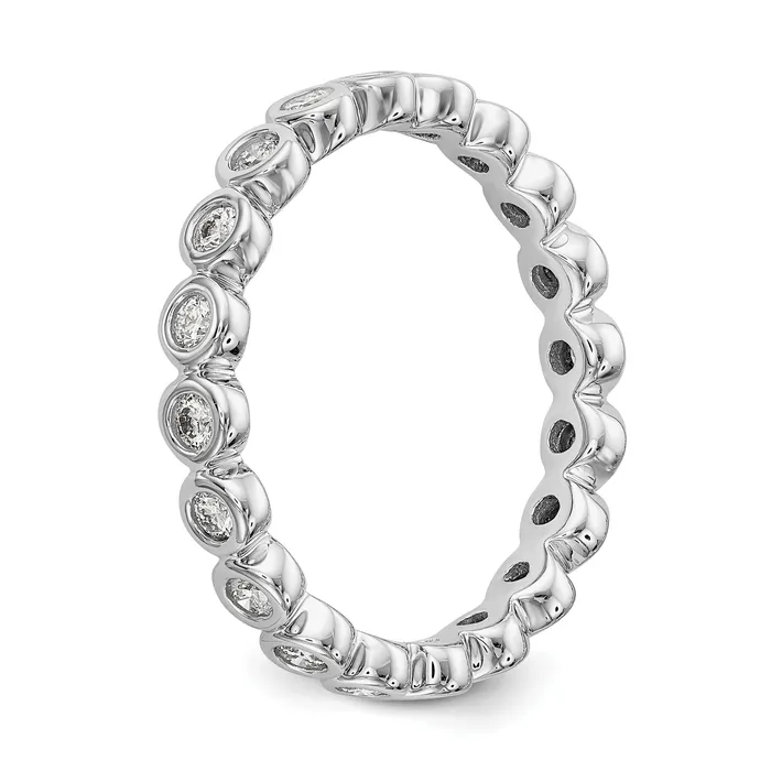 Rings Goldia Solid Real 14k White Gold Polished 12ct Bezel Set CZ Eternity Wedding Band Ring