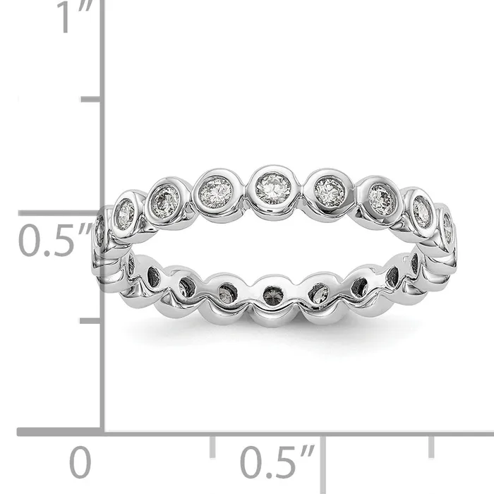 Rings Goldia Solid Real 14k White Gold Polished 12ct Bezel Set CZ Eternity Wedding Band Ring