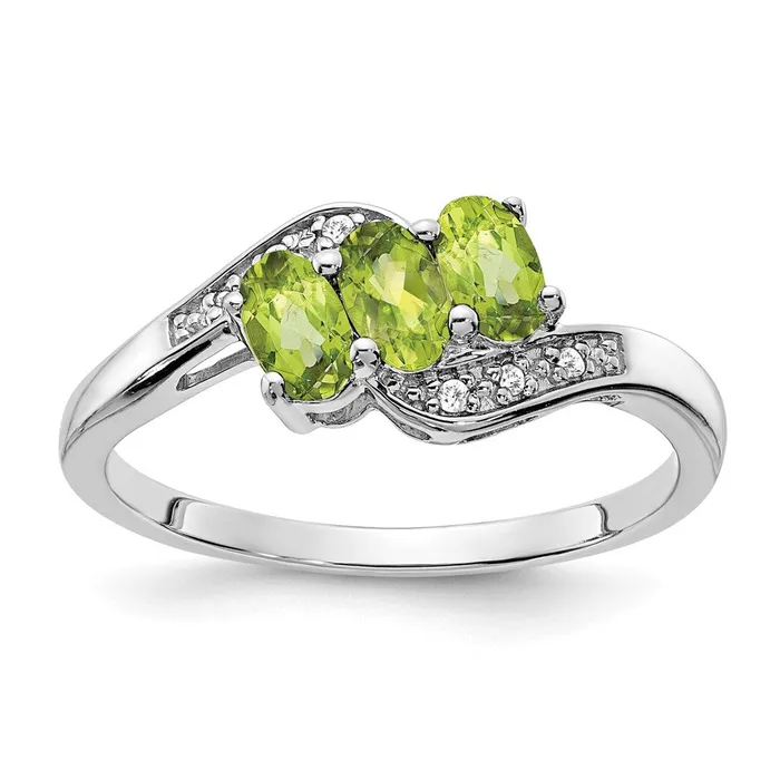 Rings Goldia Sterling Silver Peridot and Diamond Ring