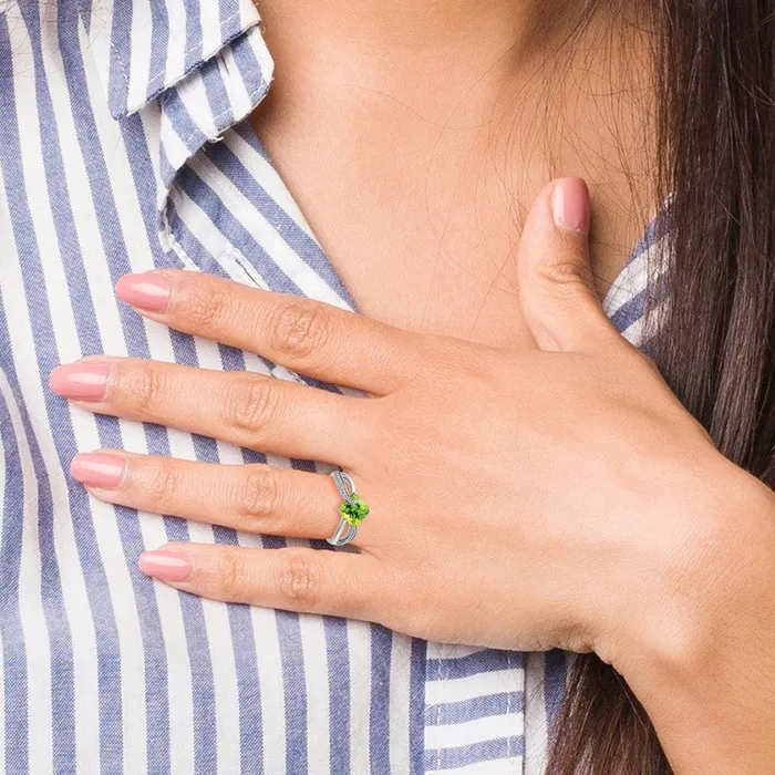 Rings Goldia Sterling Silver Peridot and Diamond Ring