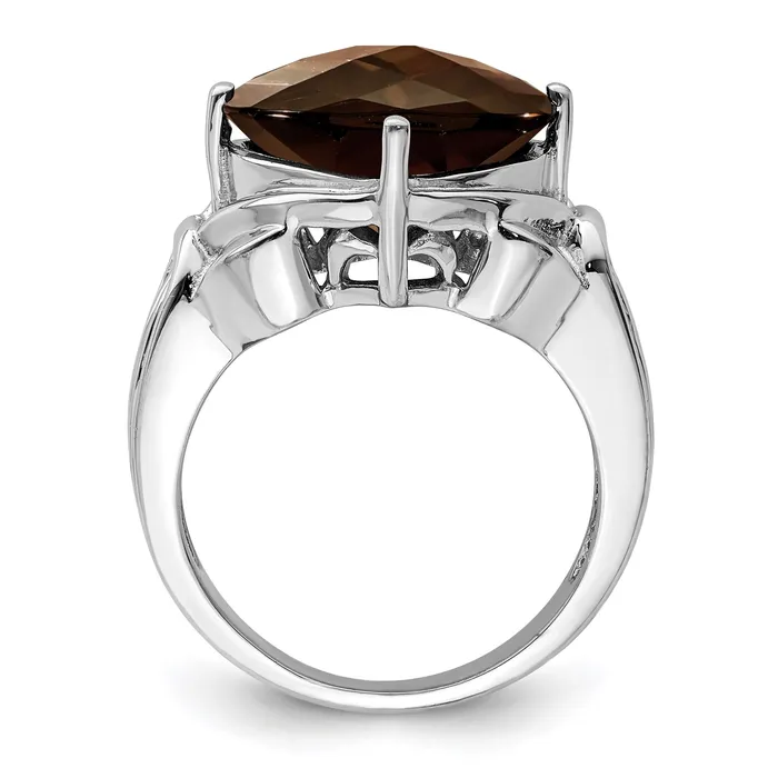 Rings Goldia Sterling Silver Rhodium CheckerCut Smoky Quartz Gemstone Birthstone Ring Fine Jewelry Gift for Her Rings Goldia Sterling Silver Rhodium CheckerCut Smoky Quartz Gemstone Birthstone Ring Fine Jewelry Gift for Her