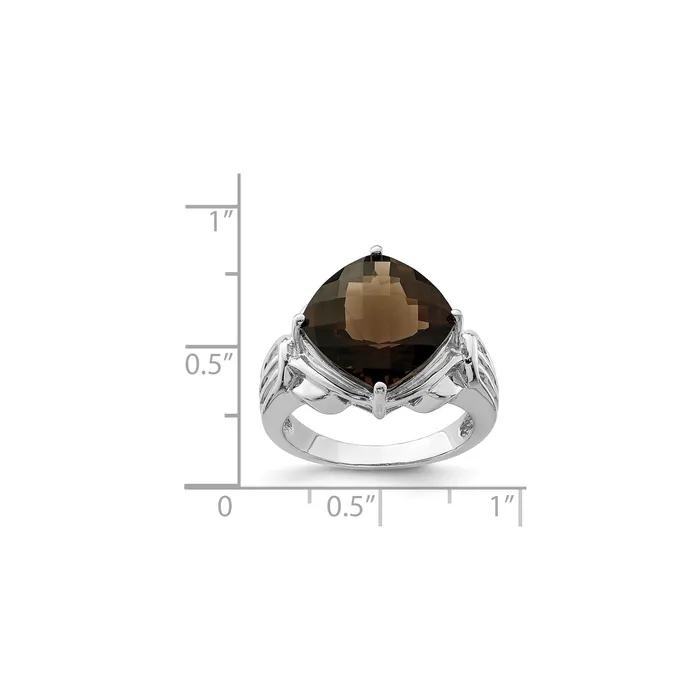 Rings Goldia Sterling Silver Rhodium CheckerCut Smoky Quartz Gemstone Birthstone Ring Fine Jewelry Gift for Her Rings Goldia Sterling Silver Rhodium CheckerCut Smoky Quartz Gemstone Birthstone Ring Fine Jewelry Gift for Her