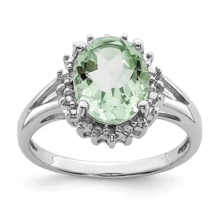 Rings Goldia Sterling Silver Rhodium Green Quartz u0026 Diamond Ring