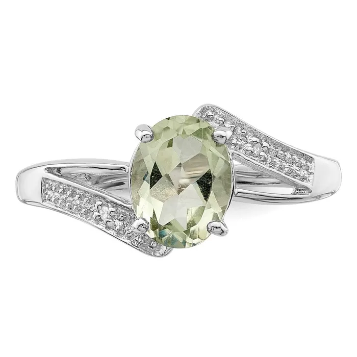 Rings Goldia Sterling Silver Rhodium Green Quartz u0026 Diamond Ring