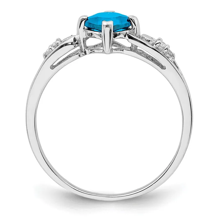 Rings Goldia Sterling Silver Rhodium Plated Diamond and Sky Blue Topaz Cushion Ring