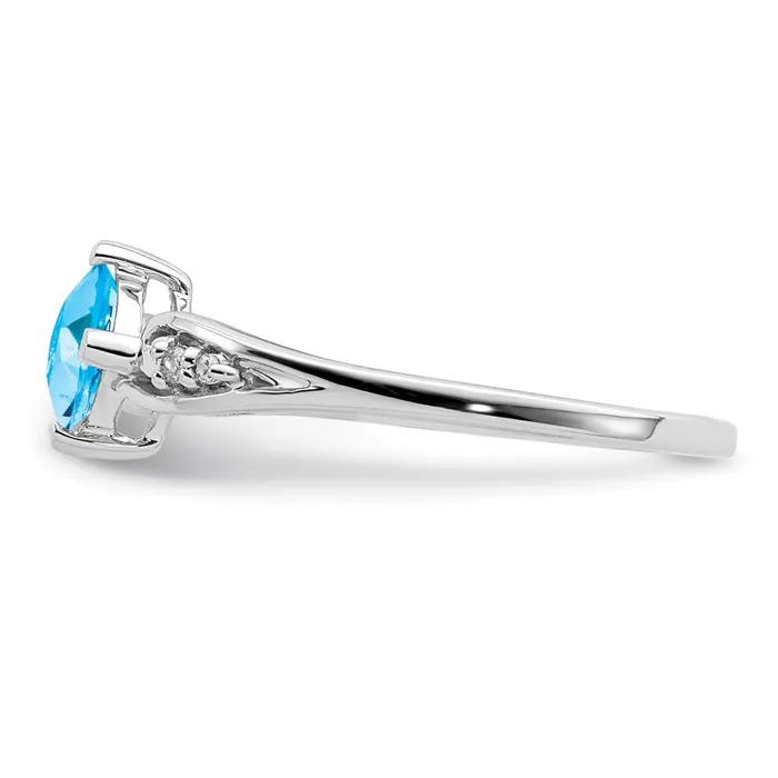 Rings Goldia Sterling Silver Rhodium Plated Diamond and Sky Blue Topaz Cushion Ring