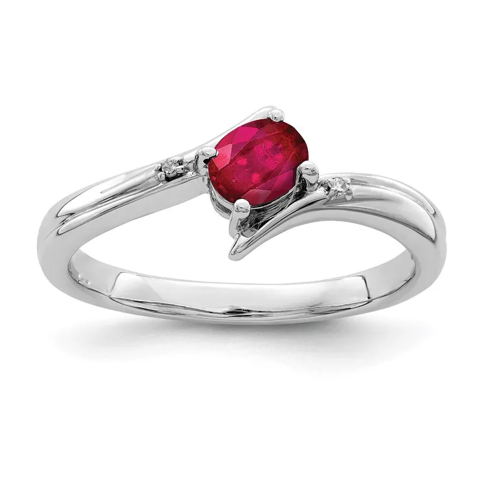Rings Goldia Sterling Silver Rhodiumplated Ruby and Diamond Ring